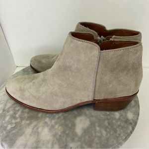Sam Edelman Petty Suede Ankle Boots Taupe Gray Tan 7 Side Zipper